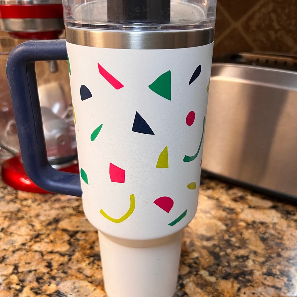 Stanley White Mug with Colorful Geometric Design